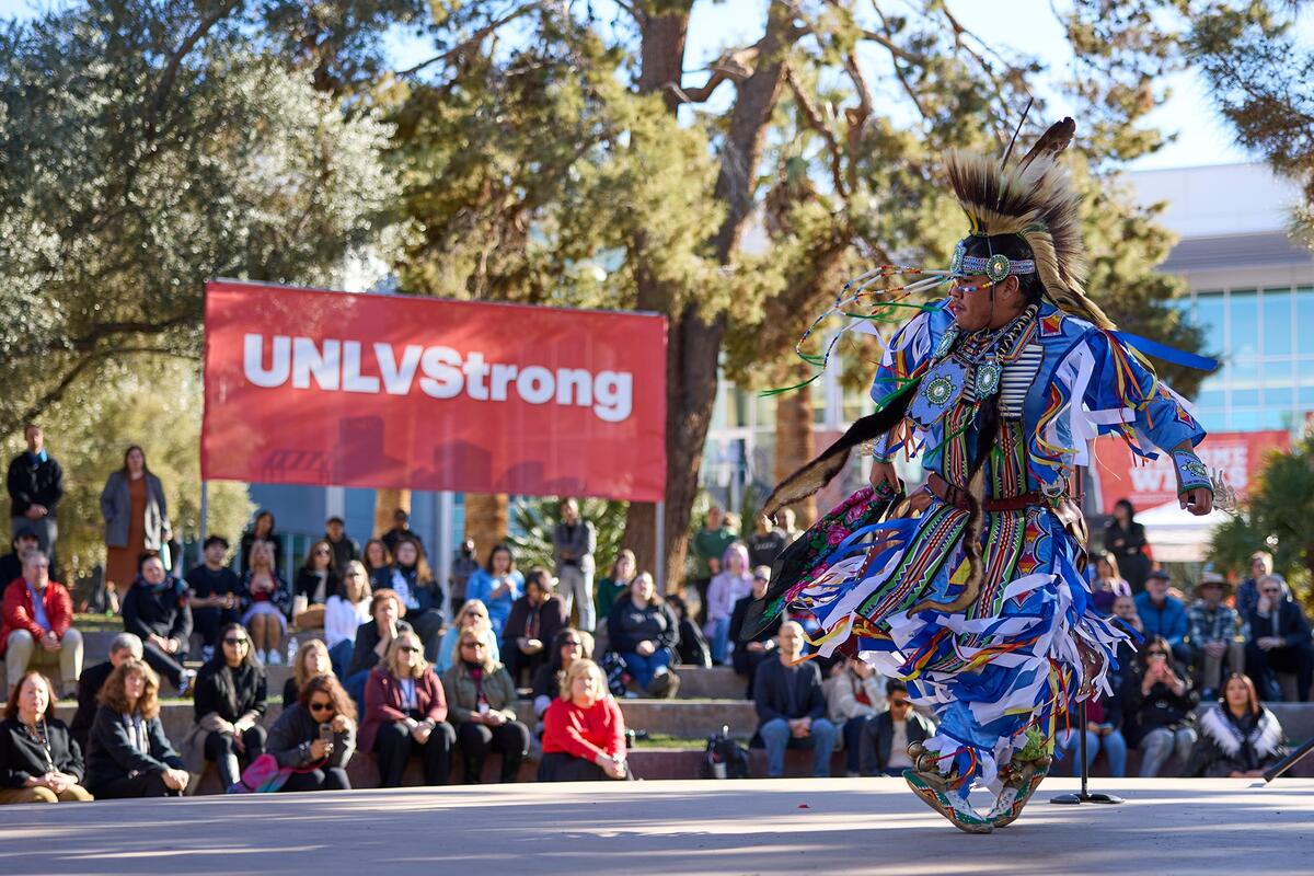 Dancer performing during the tribal nations healing ceremony